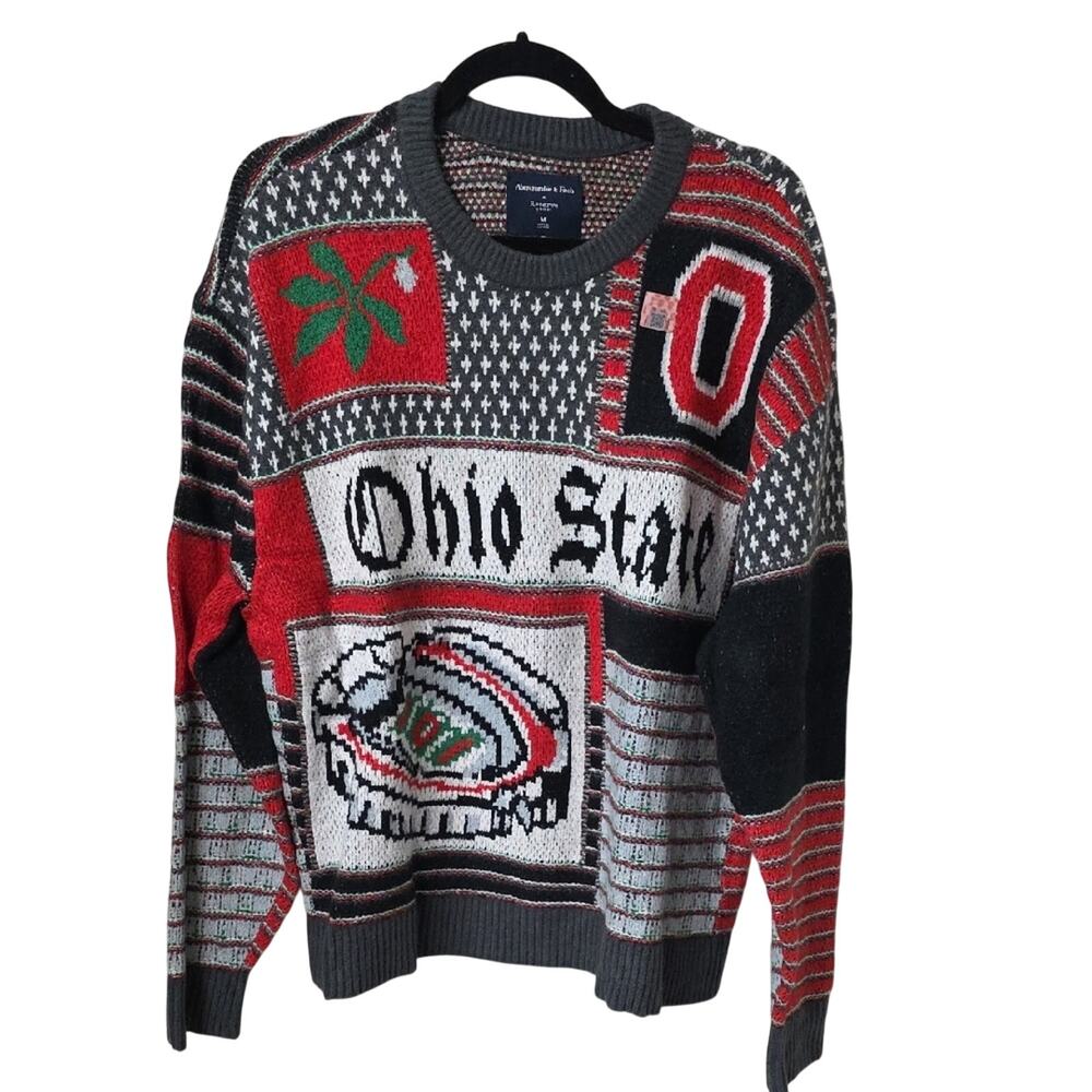 Abercrombie & Fitch The Ohio State University Graphic Crew Sweater Mens M NWT